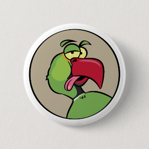 Talking Indian Ringneck Parrot 6 Cm Round Badge