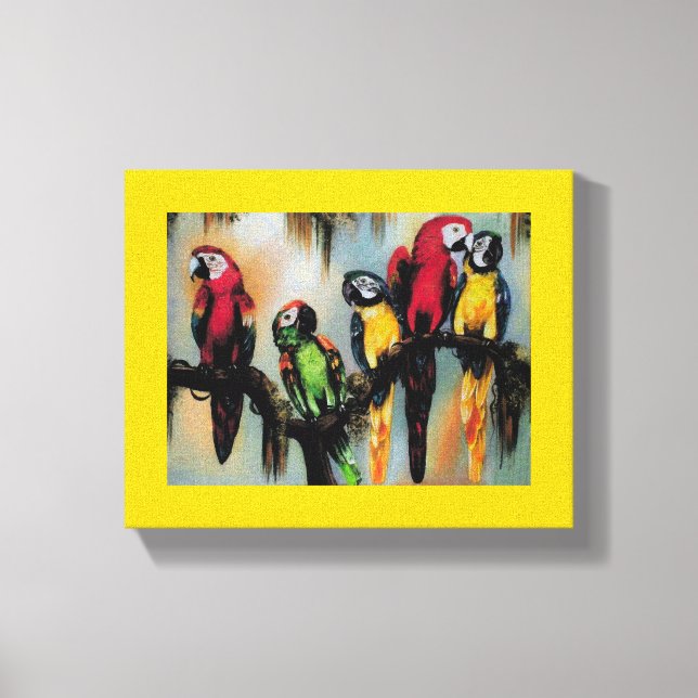Talking Parrots ~ Wrapped Canvas .75" Thick (Front)