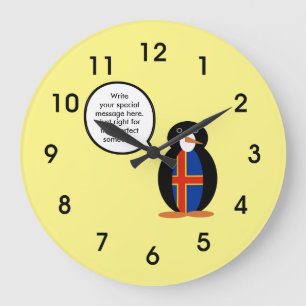 Talking Penguin Aland Islands Flag Large Clock