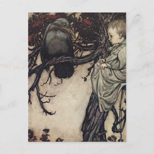 “Talking to the Birds” by Arthur Rackham Postcard (Front)