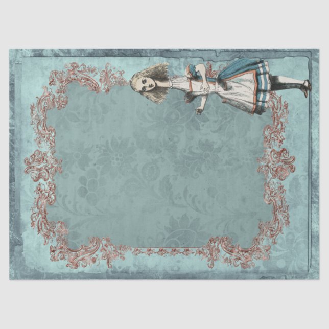 Tall Alice in Wonderland with Frame Decoupage Tissue Paper (Front)
