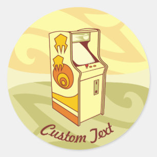Tall arcade game console classic round sticker