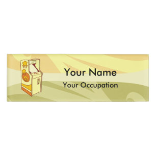 Tall arcade game console Name Tag