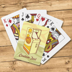Tall arcade game console playing cards