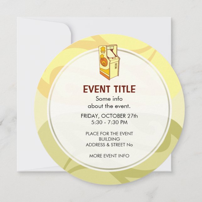 Tall Arcade Games Console Invitation (Back)