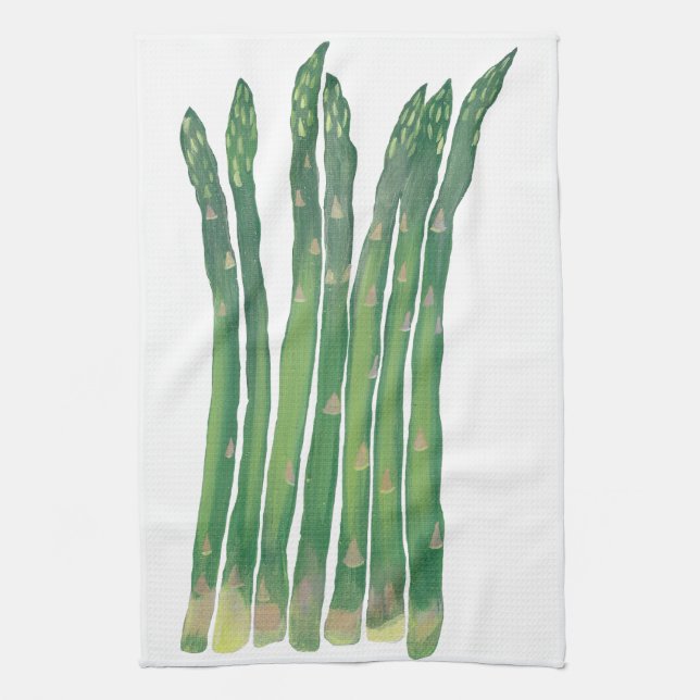Tall Asparagus on White Kitchen Towels (Vertical)