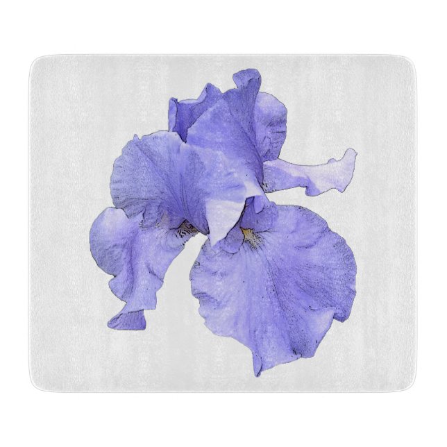 Tall Bearded Purple Iris Cutting Board (Front)
