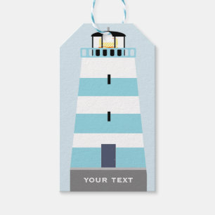 Tall Blue and White Lighthouse Personalised Gift Tags
