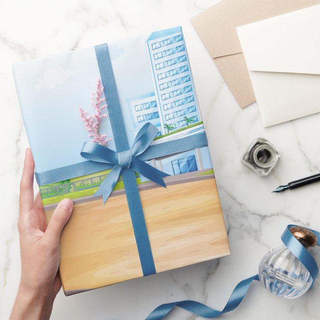 Tall Blue Building Wrapping Paper (Creator Uploaded)