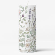 Tall Botanical Pillar Candle