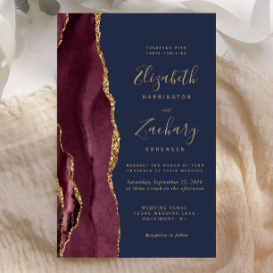 Tall Budget Burgundy Agate Navy Blue Wedding