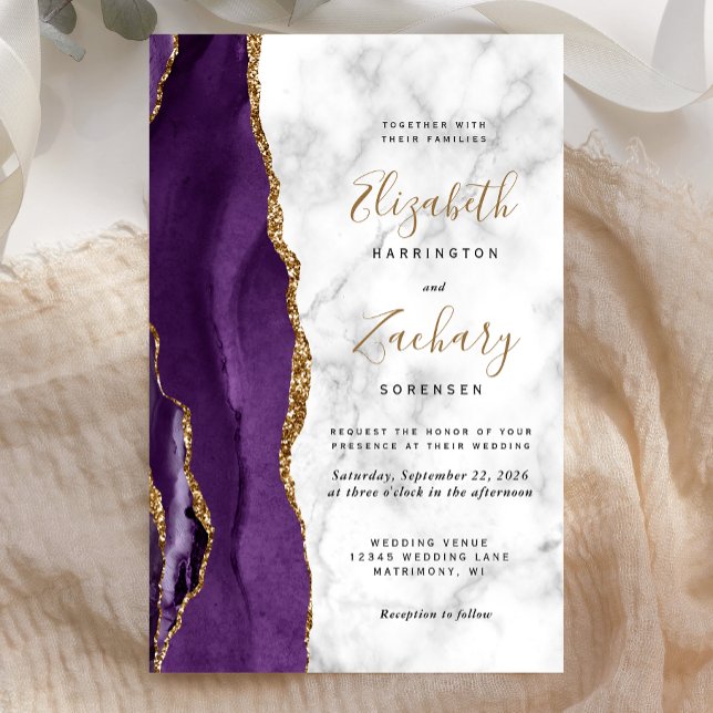 Tall Budget Purple Gold Agate Marble Wedding (Creator Uploaded)