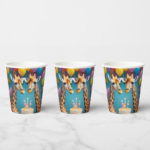 **"Tall Celebrations: A Giraffe's Birthday Bash"** Paper Cups