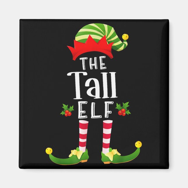 Tall Christmas Elf Matching Pajama X-mas Party  Magnet (Front)