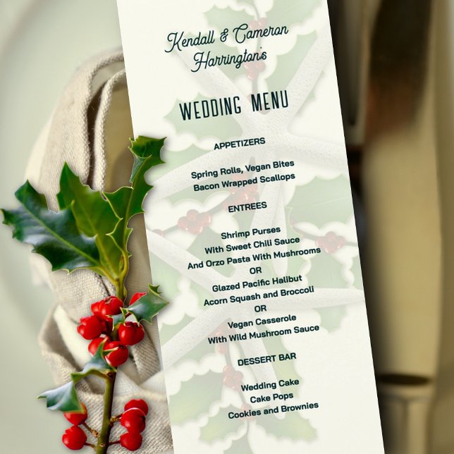 Tall Christmas Starfish Wedding Menu Template (Creator Uploaded)