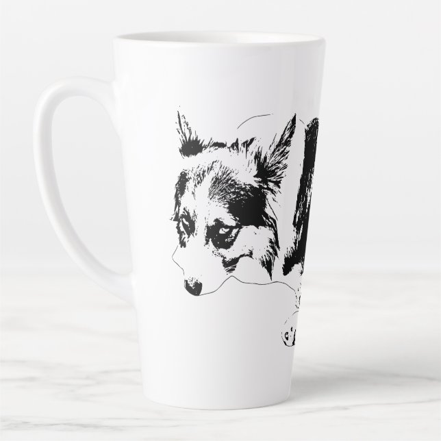 Tall Corgi, Gentle Rise Latte Mug (Left)