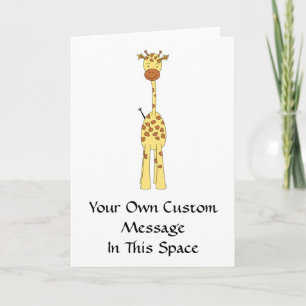 Tall Cute Giraffe. Cartoon Animal. Card