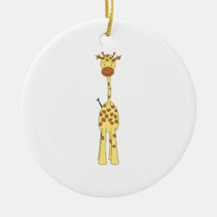 Tall Cute Giraffe. Cartoon Animal. Ceramic Tree Decoration