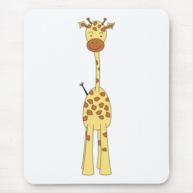 Tall Cute Giraffe. Cartoon Animal. Mouse Pad (Front)