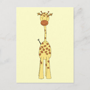 Tall Cute Giraffe. Cartoon Animal. Postcard