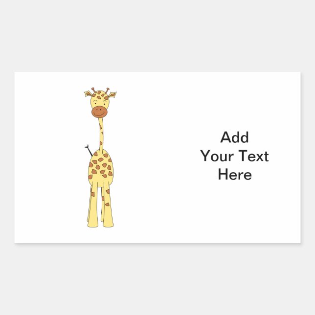 Tall Cute Giraffe. Cartoon Animal. Rectangular Sticker (Front)