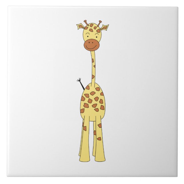 Tall Cute Giraffe. Cartoon Animal. Tile (Front)