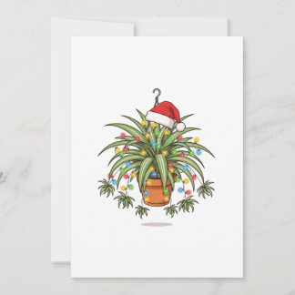 Tall Dracaena Spider Plant Santa Hat Christmas Thank You Card