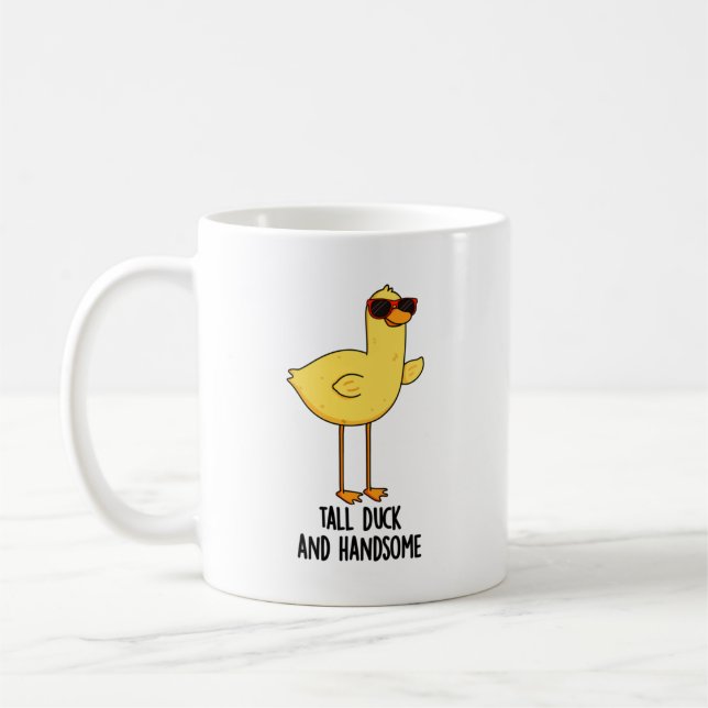 Tall Duck And Handsome Funny Animal Pun  Coffee Mug (Left)