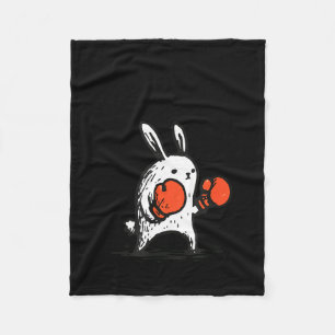 Tall enough for shins funny bunny boxing rabbit fleece blanket