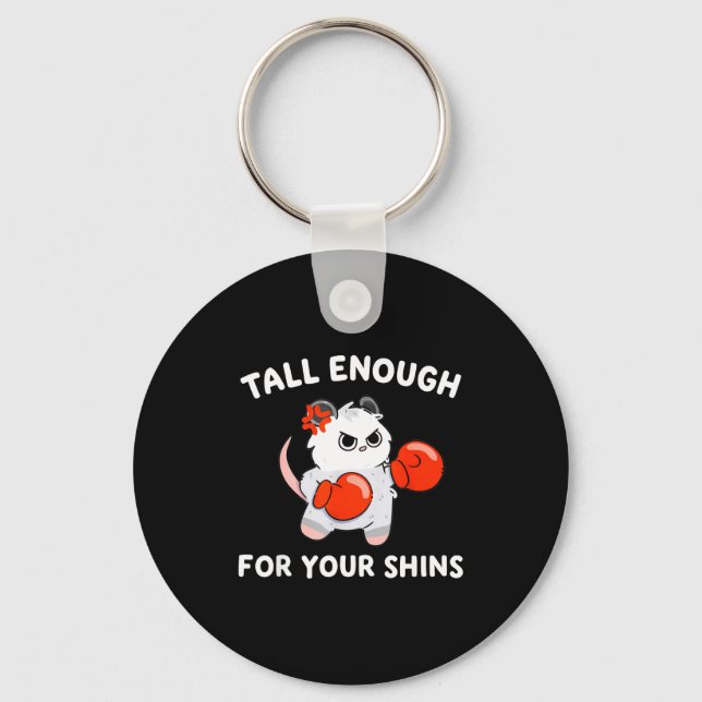 Tall enough for your shins funny boxing cat  key ring (Front)