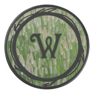 Tall Green Grasses Seeds Hockey Puck
