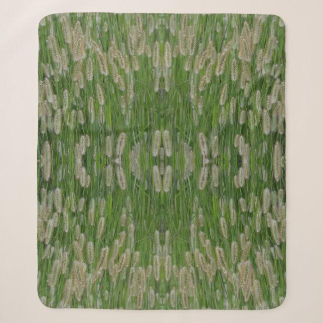 Tall Green Grasses Seeds Sherpa Blanket (Front)