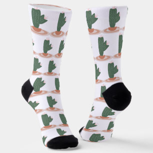 Tall Green Plant on Rug Desert Cactus  Socks