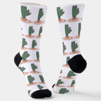 Tall Green Plant on Rug Desert Cactus  Socks