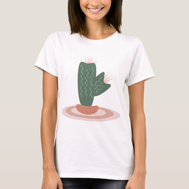 Tall Green Plant on Rug Desert Cactus  T-Shirt (Front)