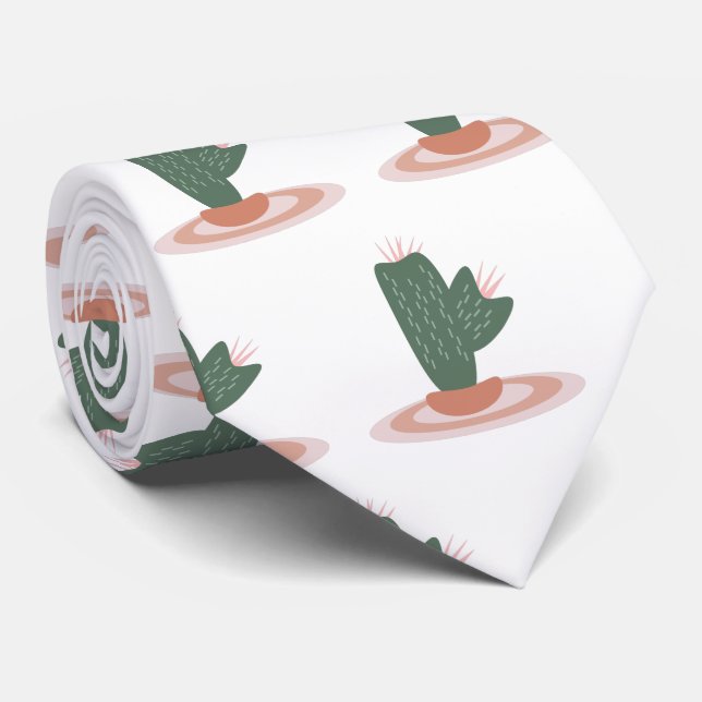 Tall Green Plant on Rug Desert Cactus  Tie (Rolled)