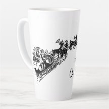Tall Latte Christmas Mug, Black and White Xmas Mug