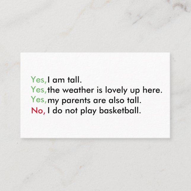 Tall person business cards (Front)