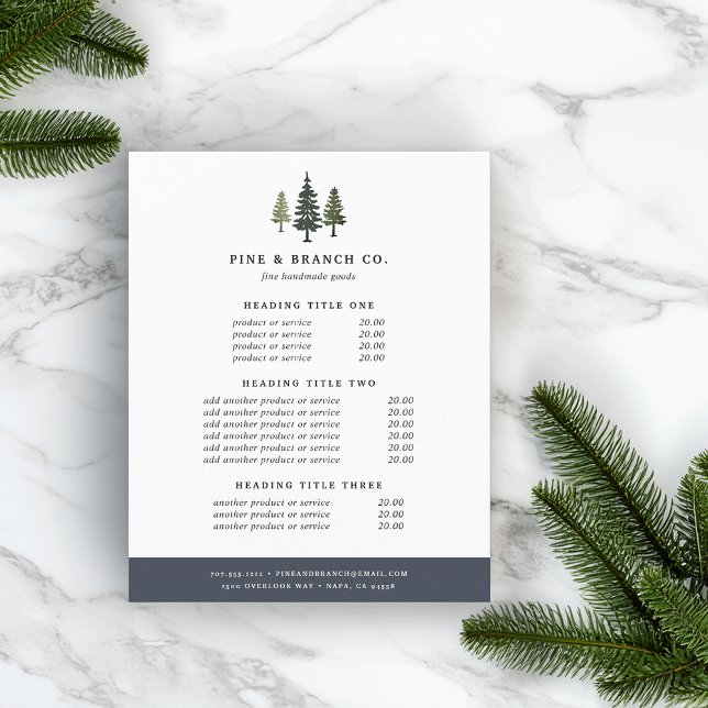 Tall Pines Pricing & Services Flyer (Creator Uploaded)