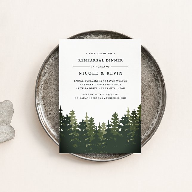 Tall Pines Rehearsal Dinner Invitation (Creator Uploaded)