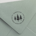 Tall Pines | Return Address Self-inking Stamp<br><div class="desc">Rustic woodland chic return address rubber stamp features your name and return address encircling a trio of pine tree silhouettes.</div>
