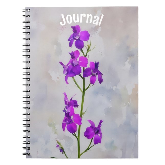 Tall Purple Flowers Journal Personalise (Front)