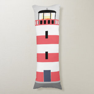Tall Red and White Lighthouse Body Cushion