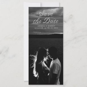 Tall Ribbon Script Save the Date Card