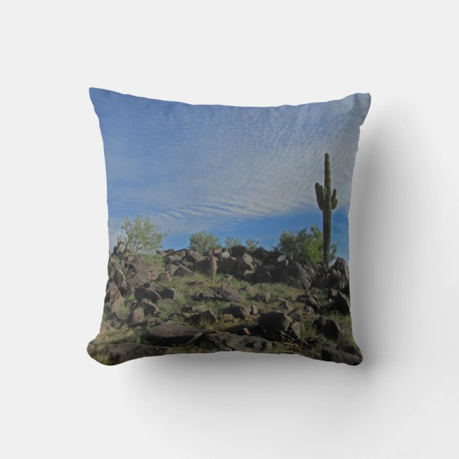Tall Saguaro Cactus Desert Landscape Photograph Cushion (Front)