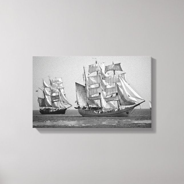 Tall ship black and white canvas print (Front)