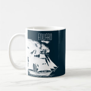 Tall Ship & Clouds Nautical Coffee Mug