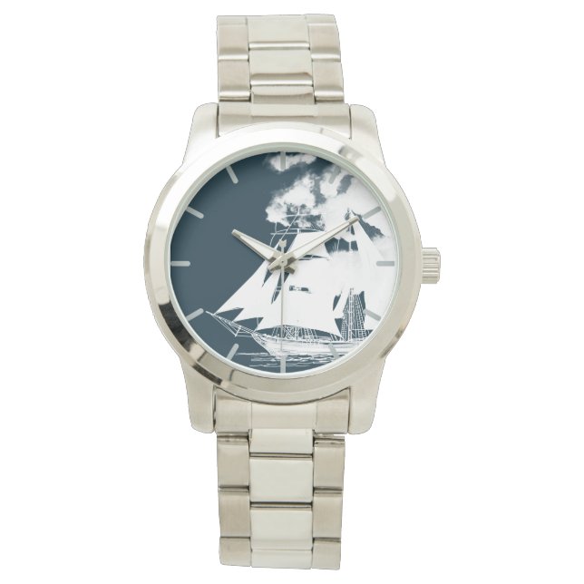 Tall Ship & Clouds Nautical Watch (Front)