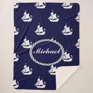 Tall Ship Nautical Personalised Sherpa Blanket