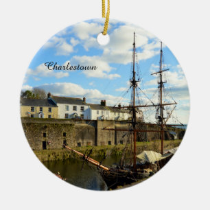 Tall Ships Charlestown Harbour Cornwall England Ceramic Tree Decoration